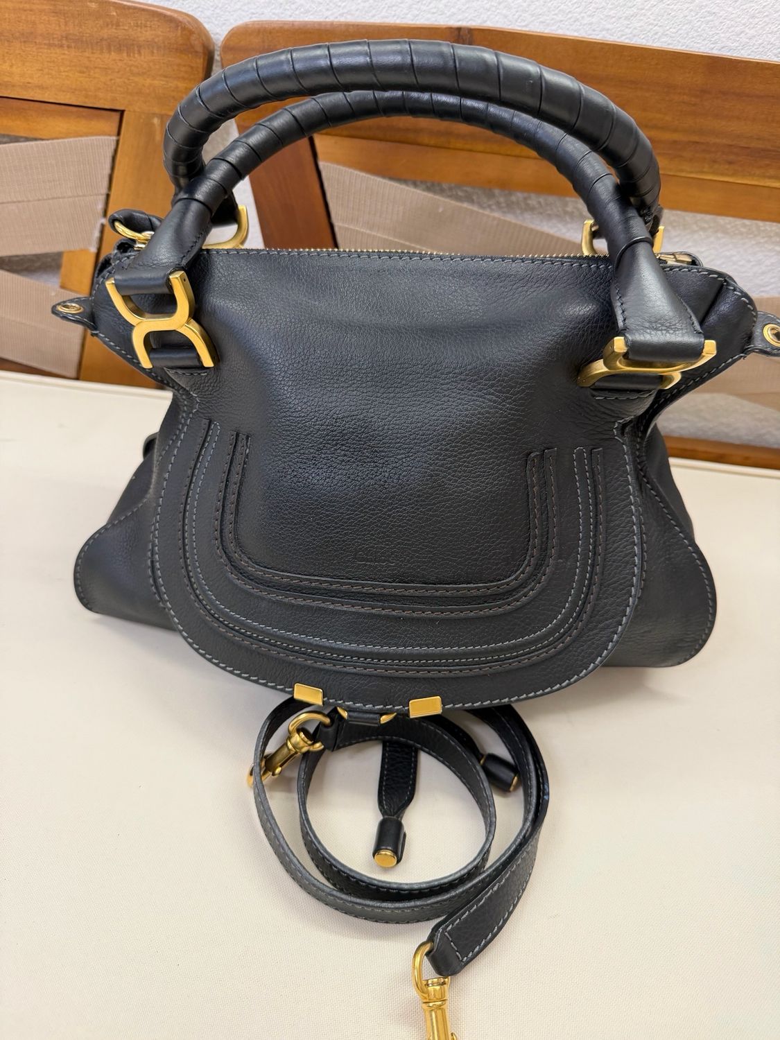 Chloe Marcie Saddle Two way Medium Crossbody Messenger