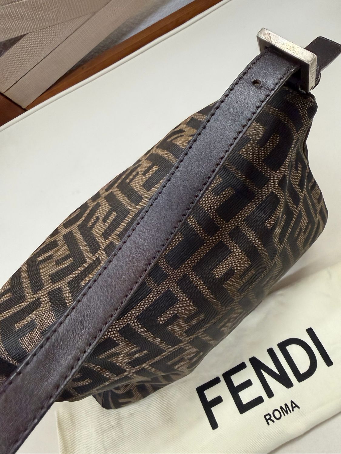 Fendi Zucca Baguette Mama Hobo Shoulder Bag