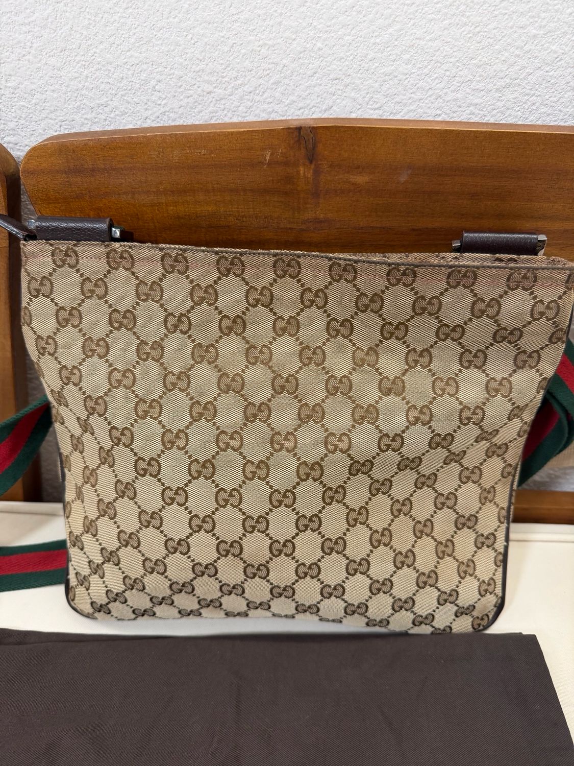 Gucci Monogram Canvas Web Strap Crossbody Messenger Sling