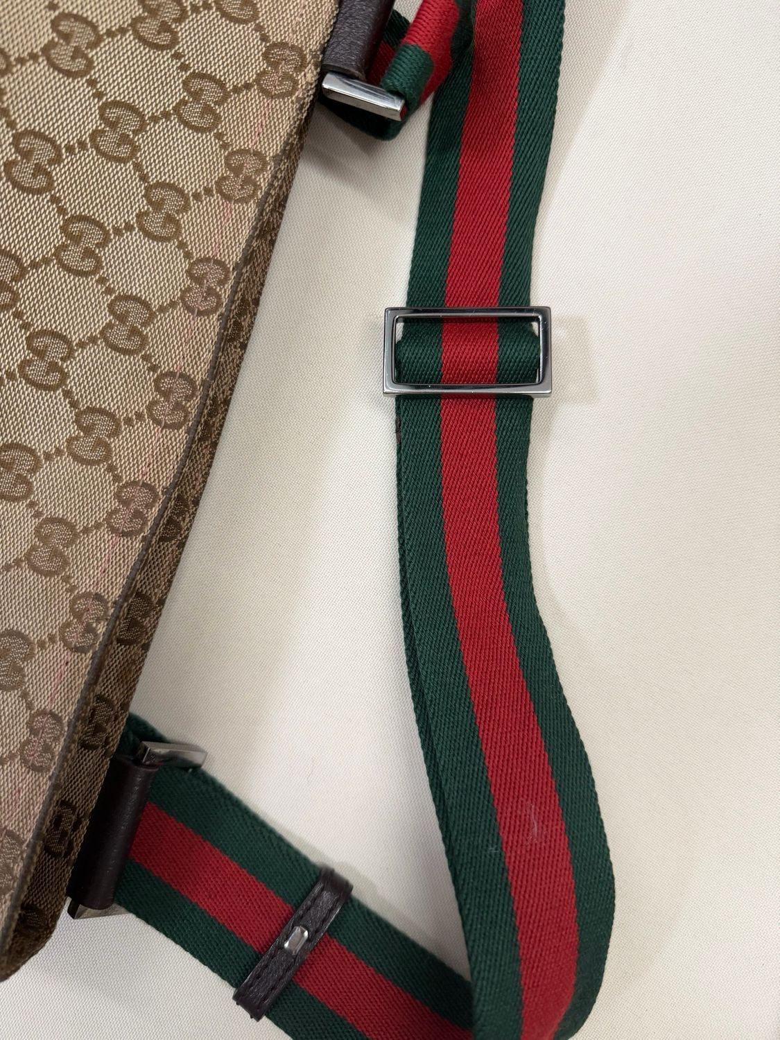 Gucci Monogram Canvas Web Strap Crossbody Messenger Sling