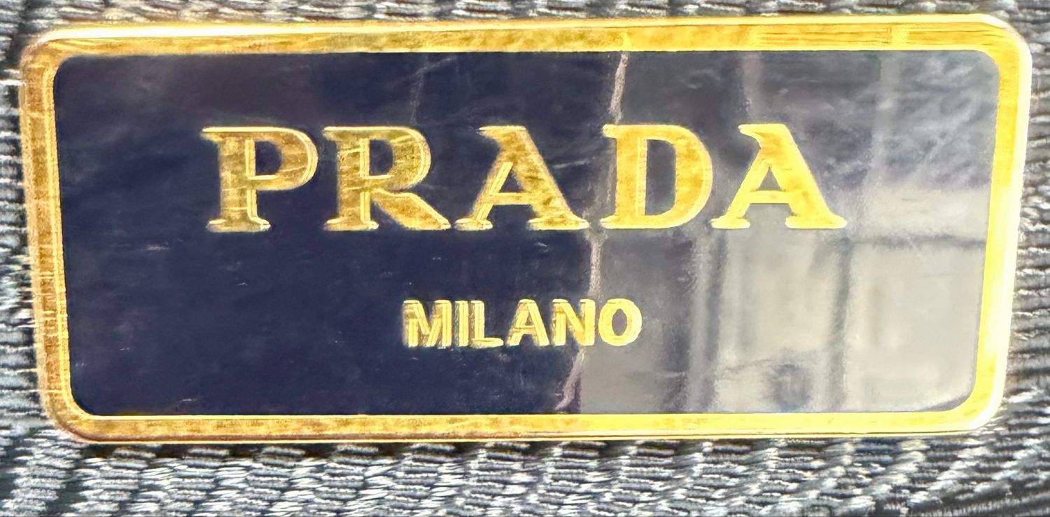 Prada Nylon Tessuto Saffiano Tote Belted Shoulder Bag in Navy Blue