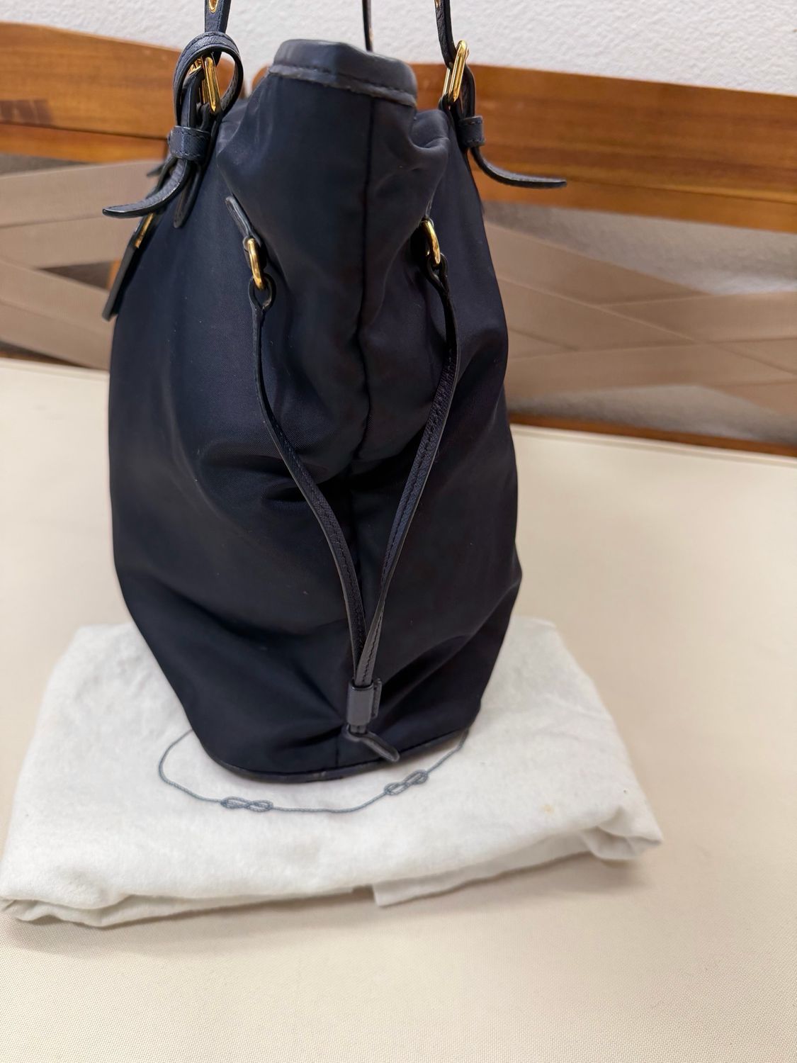 Prada Nylon Tessuto Saffiano Tote Belted Shoulder Bag in Navy Blue