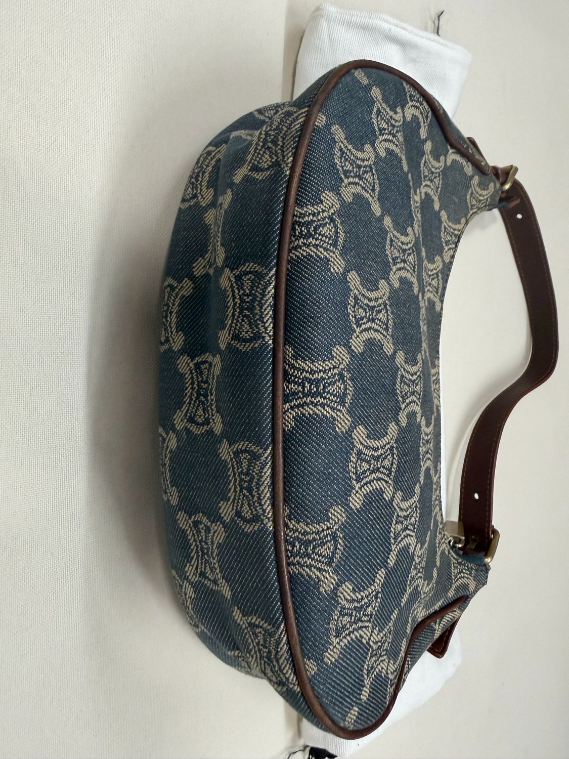 Celine Denim Ava Triomphe Hobo Shoulder Bag