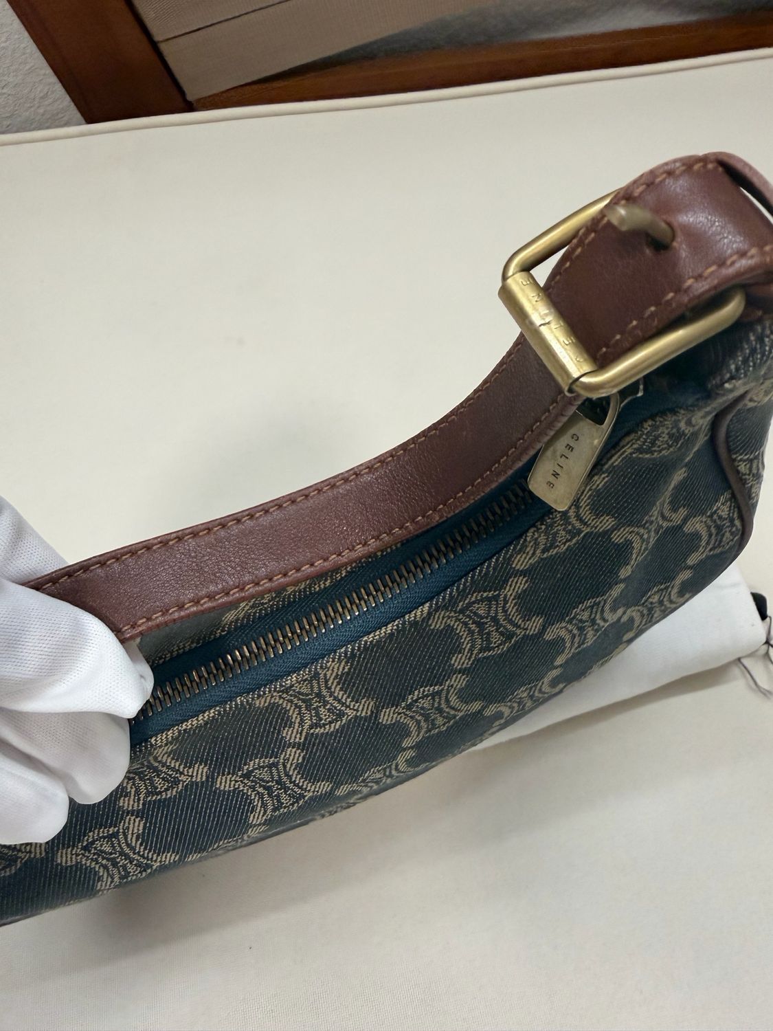 Celine Denim Ava Triomphe Hobo Shoulder Bag