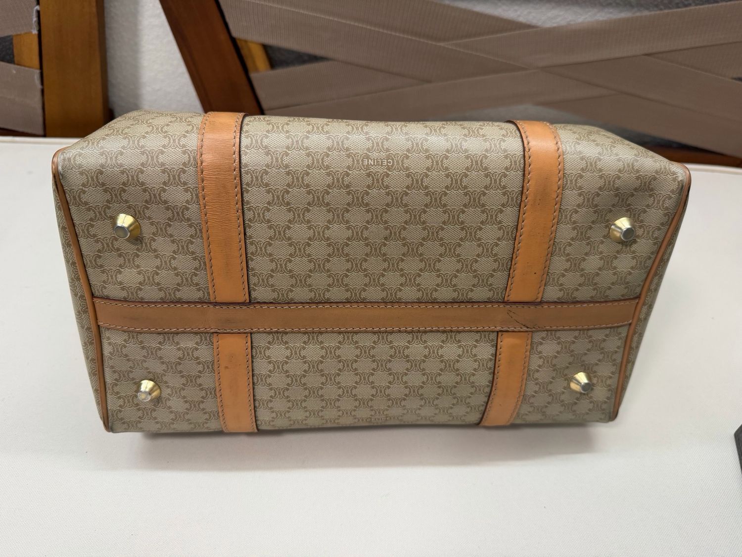 Celine Vintage Macadam Boston Bowler Top Handle