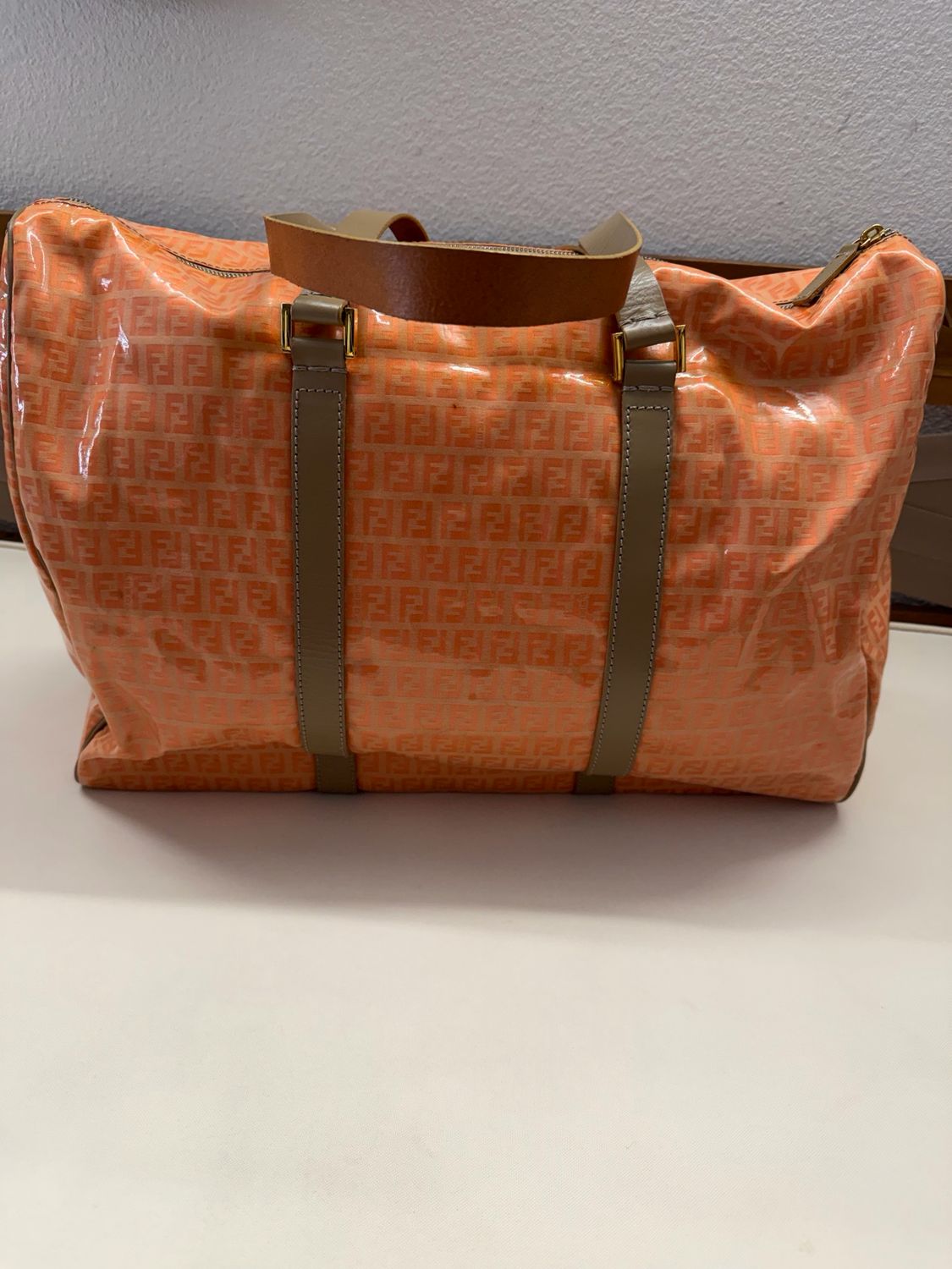 Fendi Monogram Boston Zucchino Luggage Travel Tote