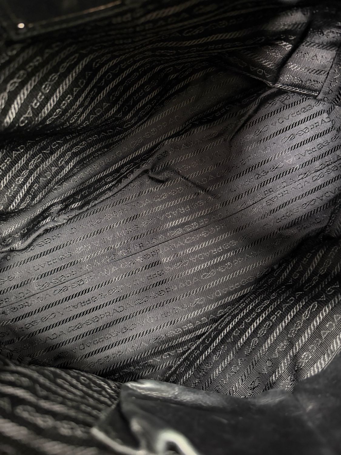 Prada Hobo Leather Shoulder Bag Zip Tote Pushlock