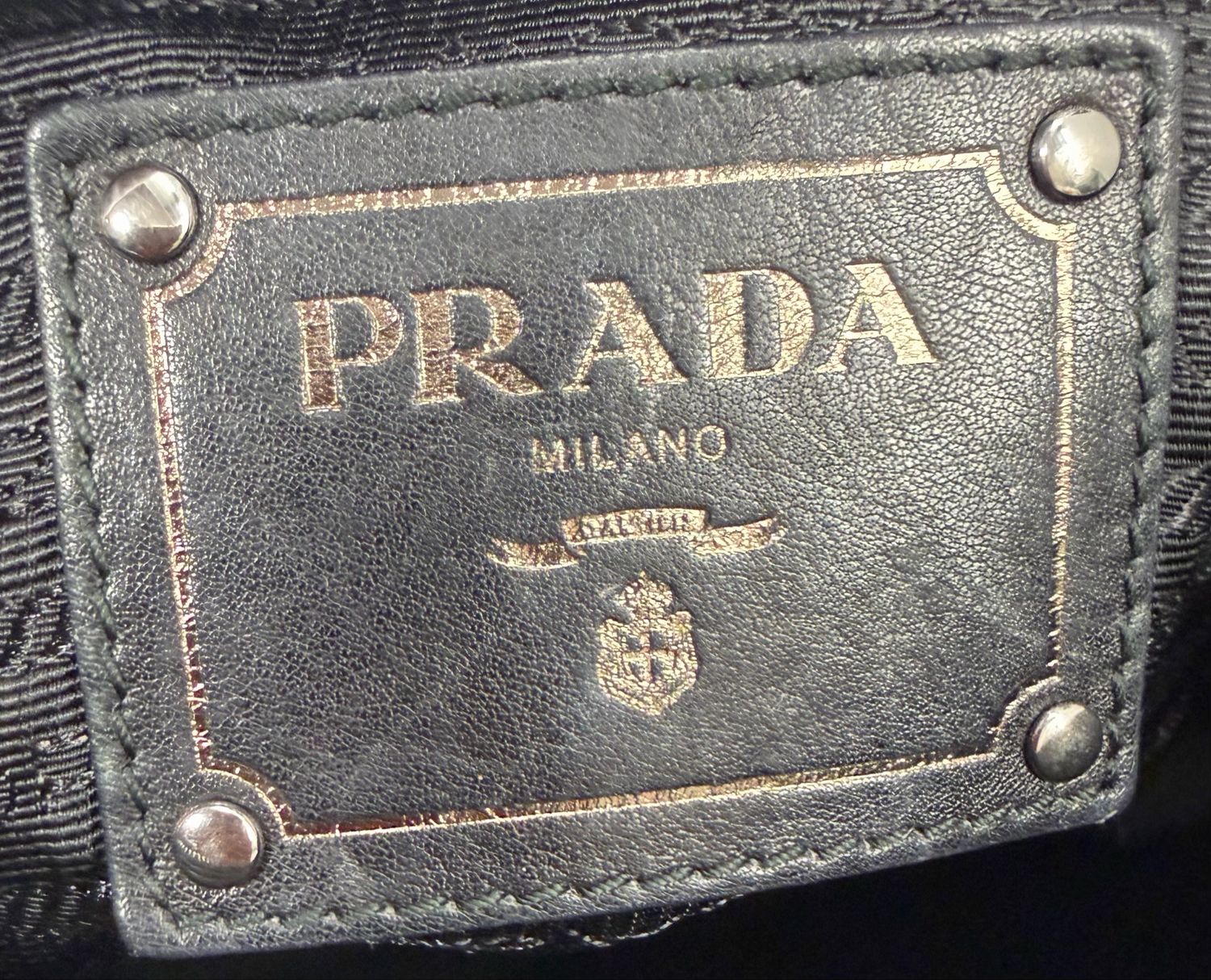 Prada Hobo Leather Shoulder Bag Zip Tote Pushlock