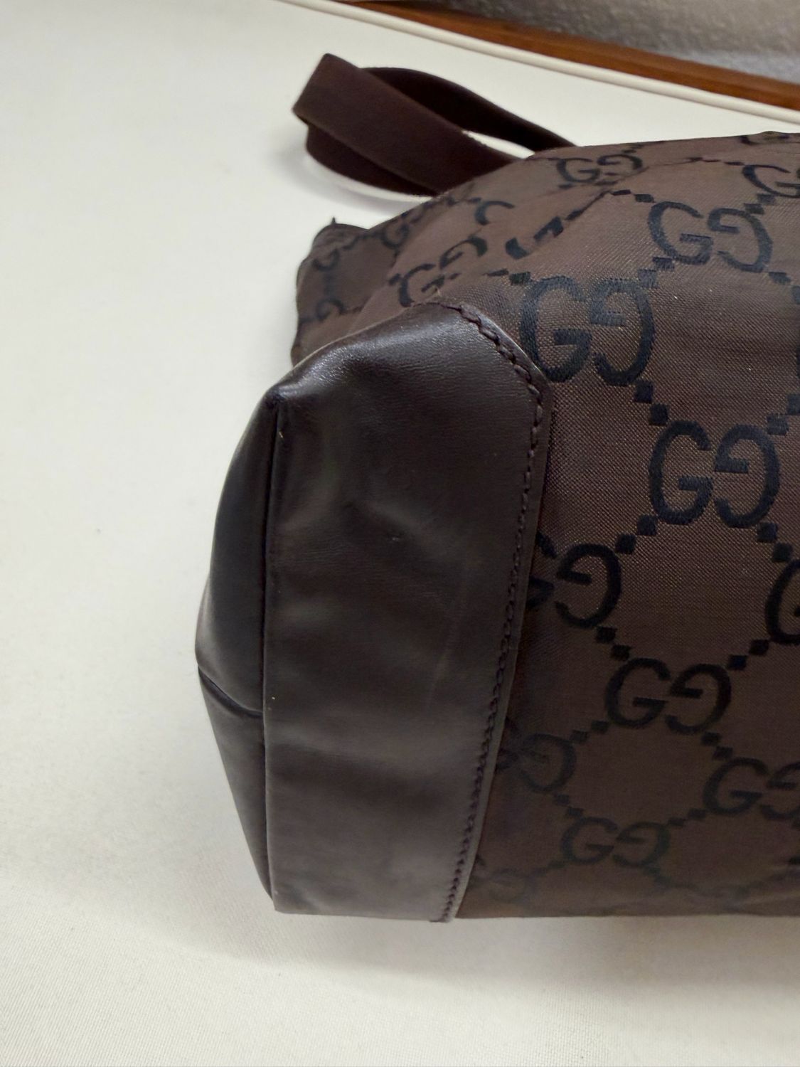 Gucci Monogram Signature Nylon Tote Dark Brown