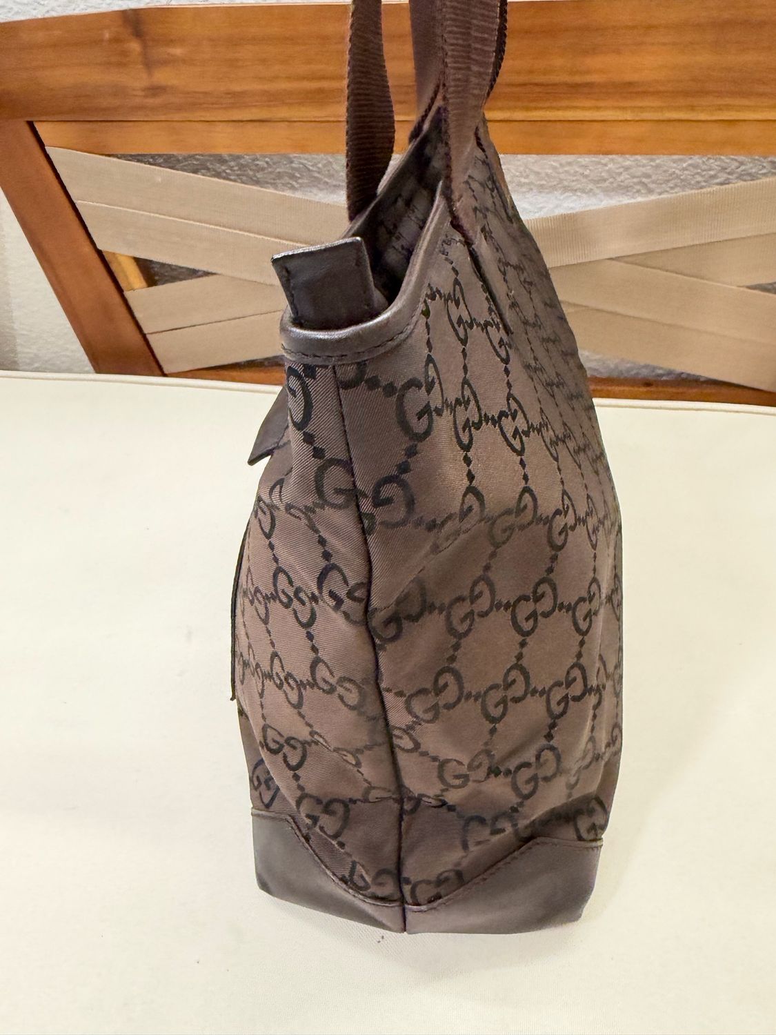 Gucci Monogram Signature Nylon Tote Dark Brown