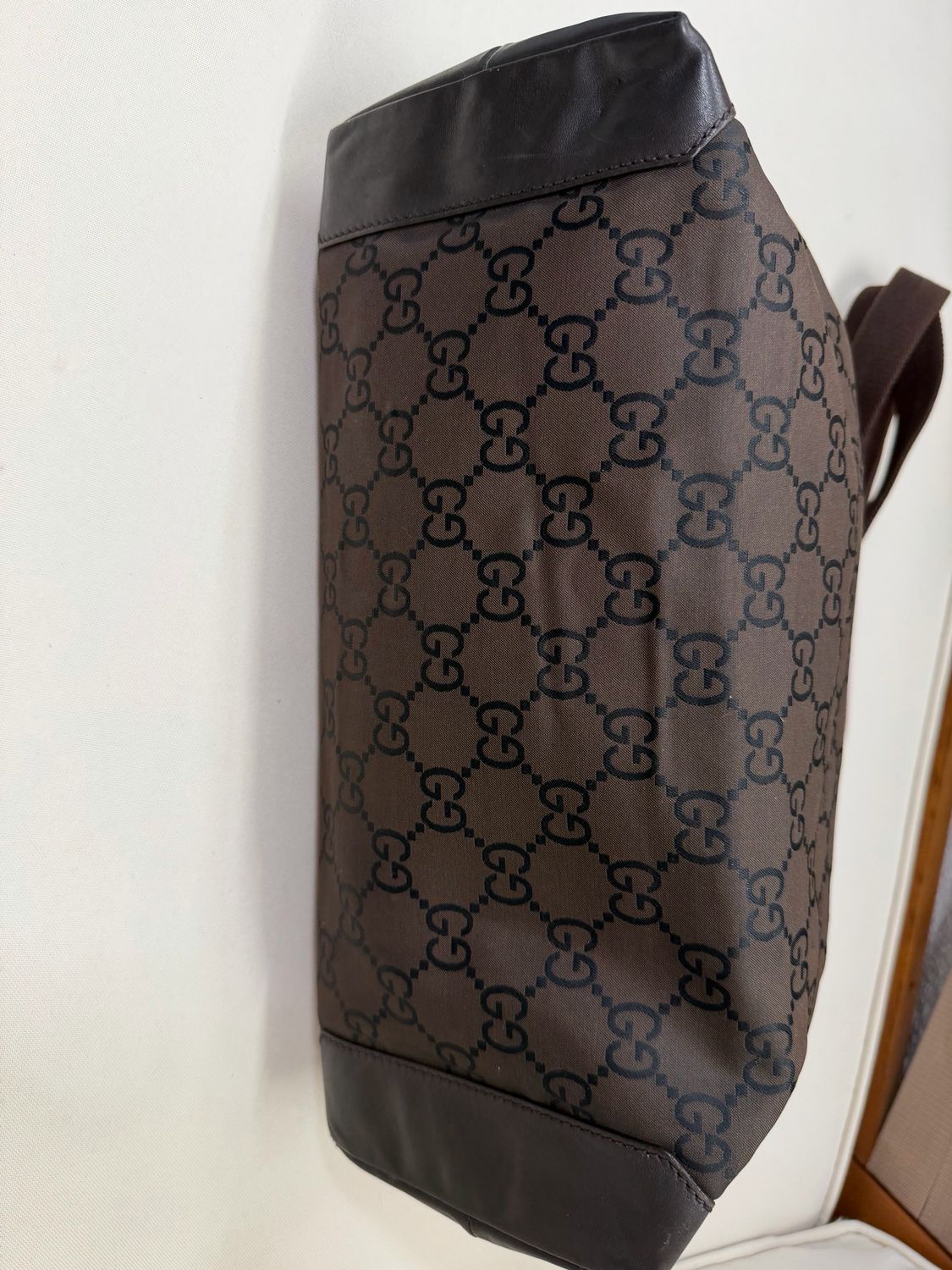 Gucci Monogram Signature Nylon Tote Dark Brown