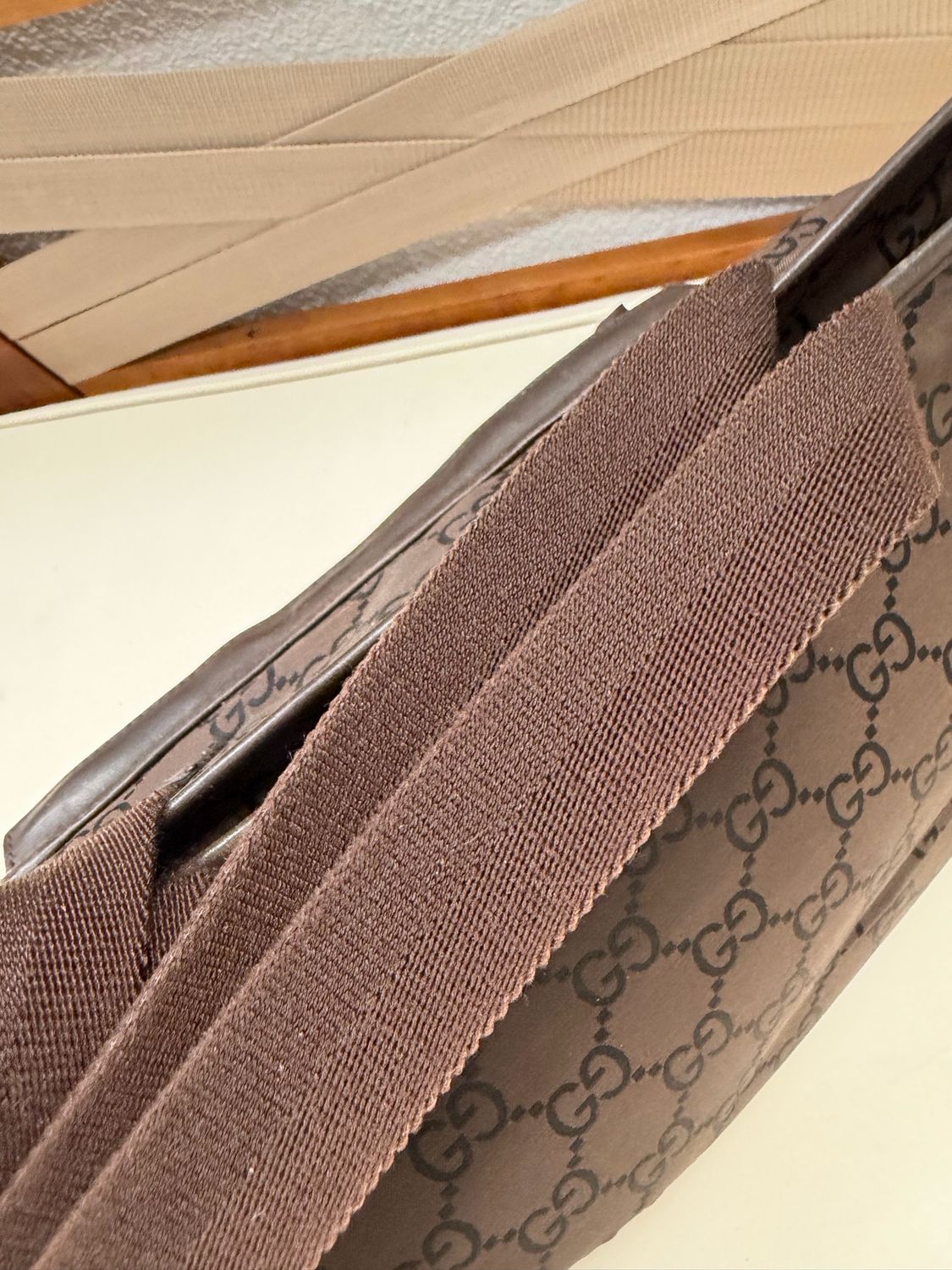 Gucci Monogram Signature Nylon Tote Dark Brown