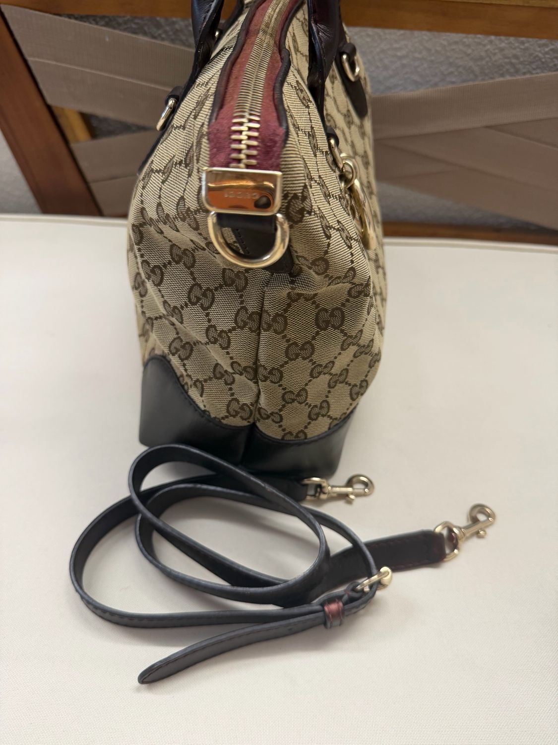 Gucci Monogram Canvas Heart Bit Tote Sling
