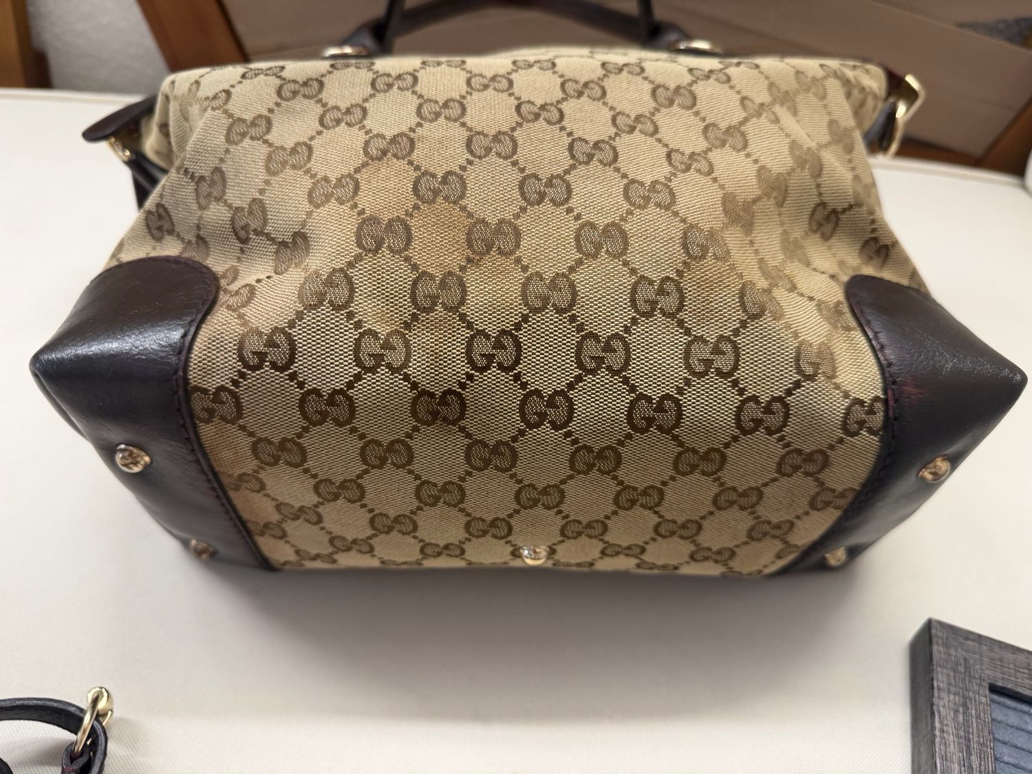 Gucci Monogram Canvas Heart Bit Tote Sling