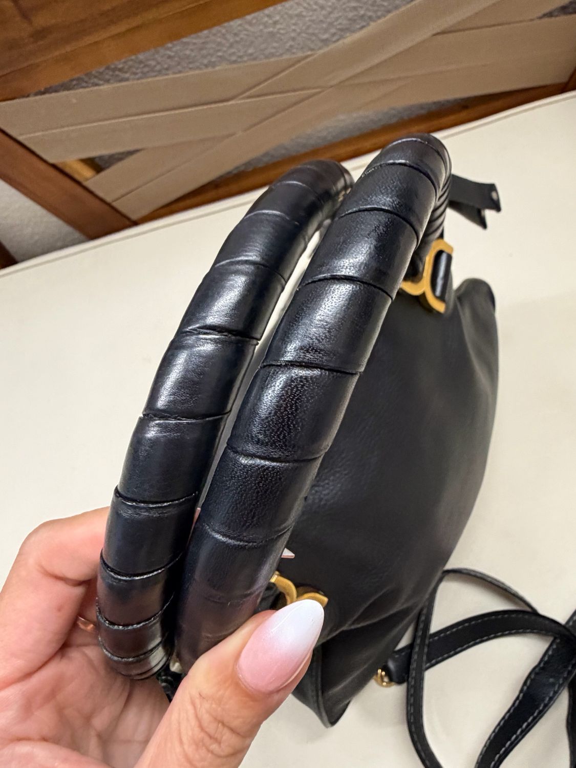 Chloe Marcie Pebbled Leather Black Messenger Crossbody Sling Medium in Black