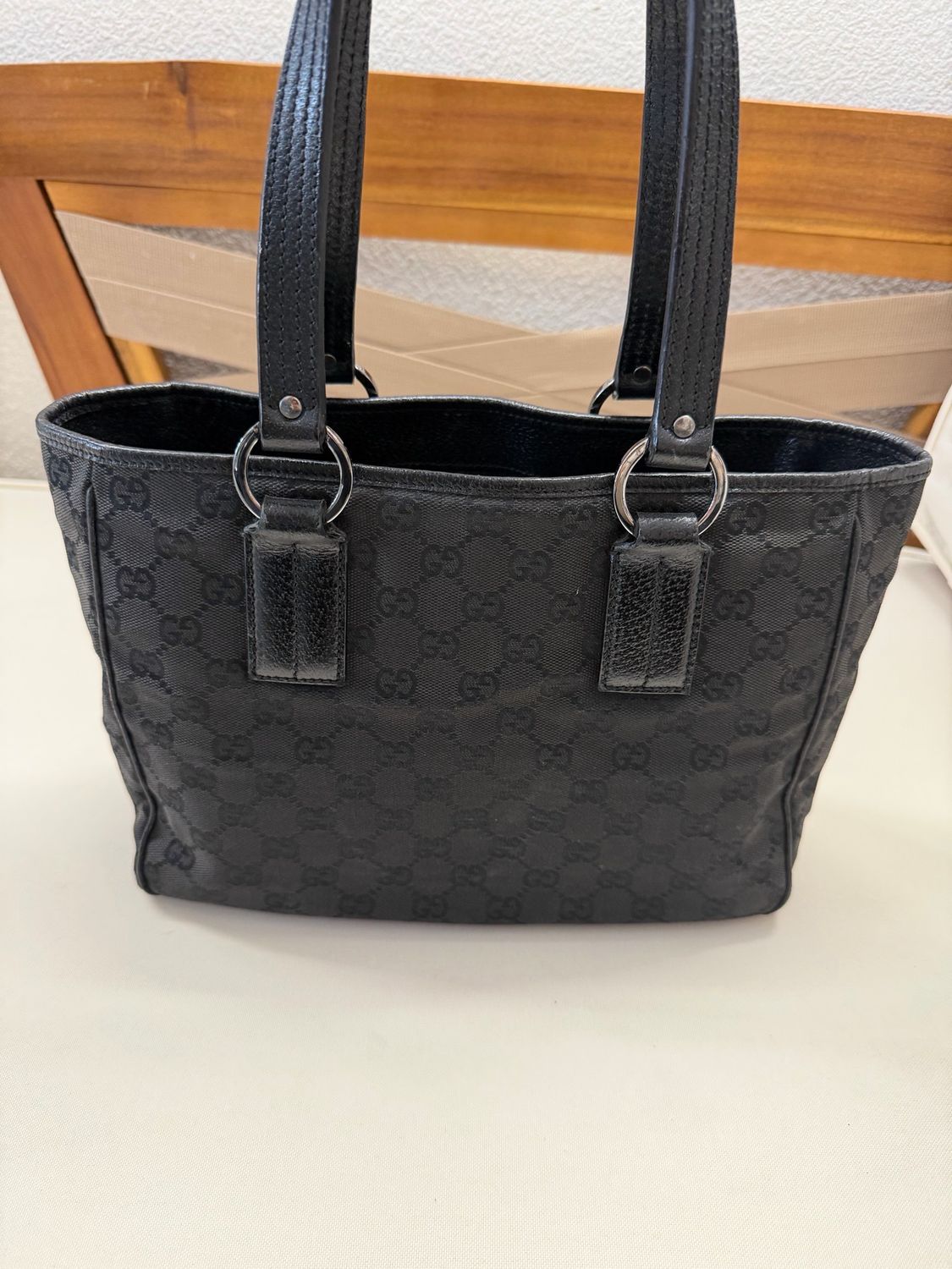 Gucci Monogram Canvas Tote Shoulder in Black