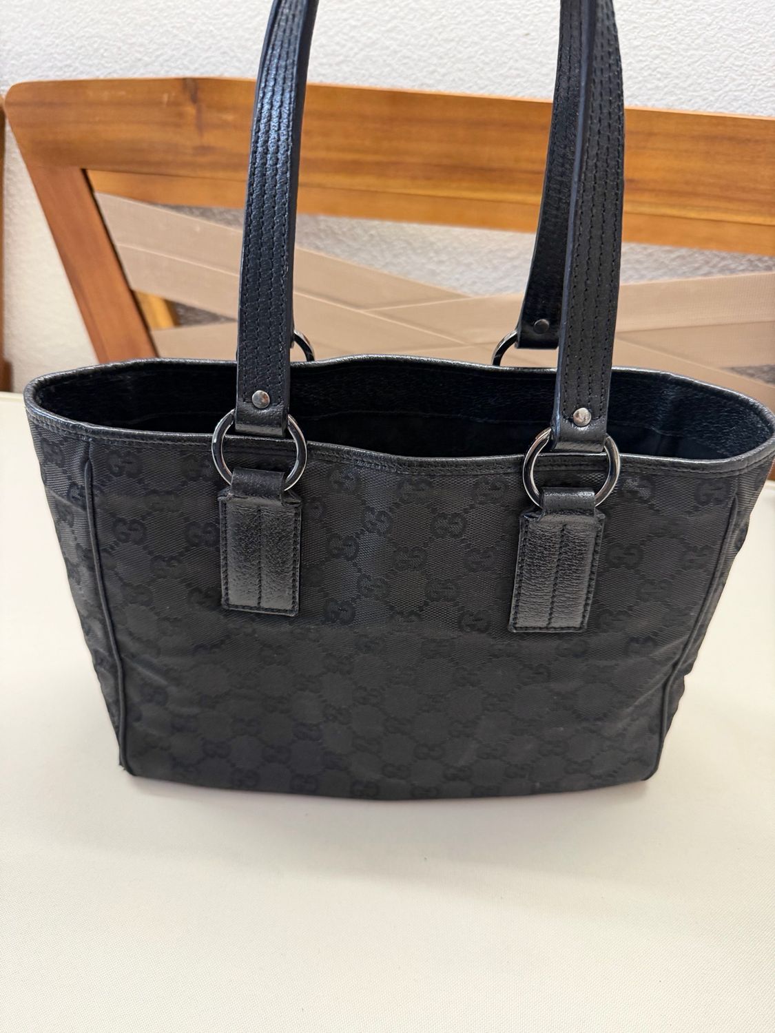 Gucci Monogram Canvas Tote Shoulder in Black
