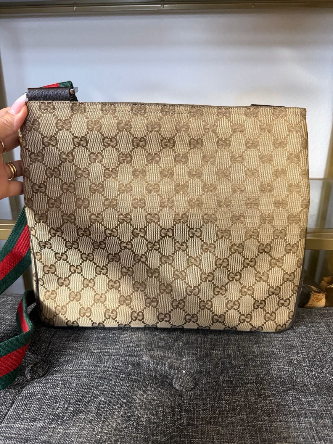 Gucci Web Flat Messenger Canvas Crossbody