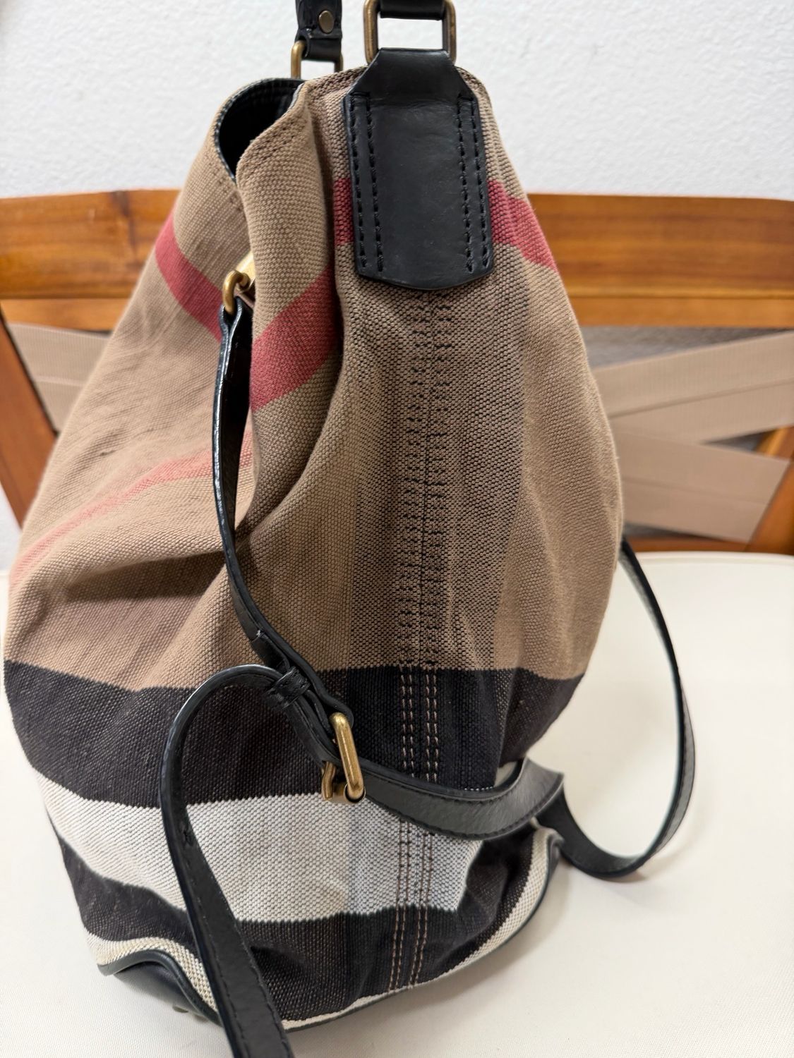 Burberry Ashby Bucket Nova Check Crossbody Sling in Black