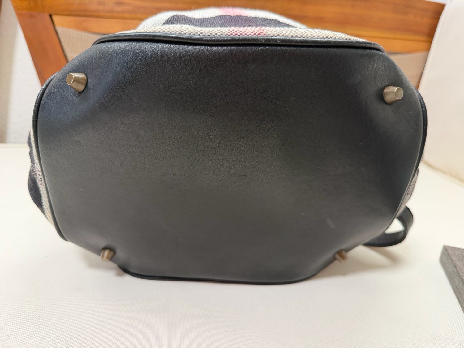 Burberry Ashby Bucket Nova Check Crossbody Sling in Black