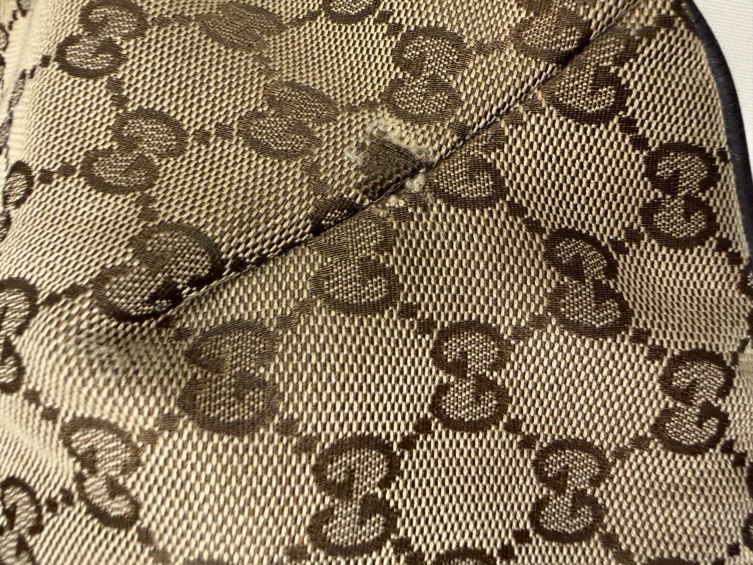 Gucci Monogram Canvas Saddle Messenger Halfmoon Web Strap Sling