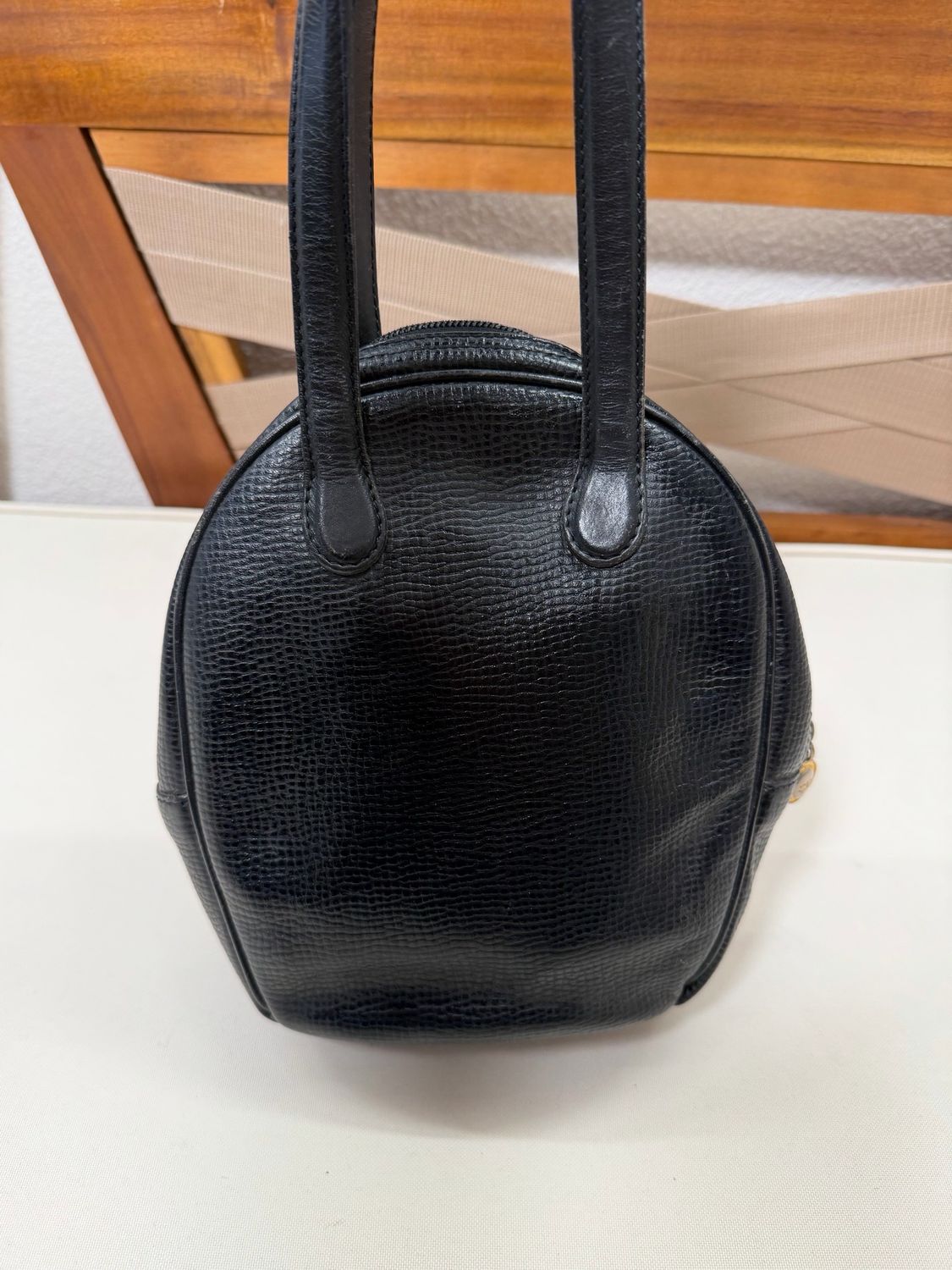 Christian Dior Pebbled Leather Vintage Vertical Dome