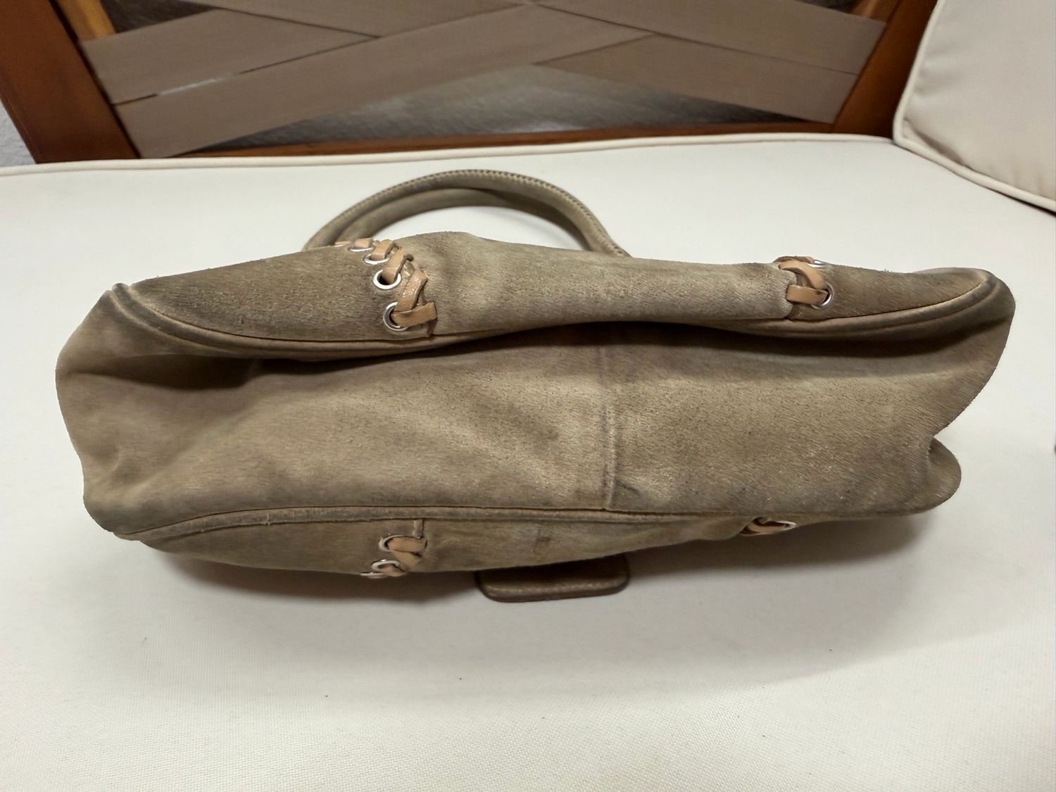 Prada Whipstitch Hobo Halfmoon Shoulder Suede