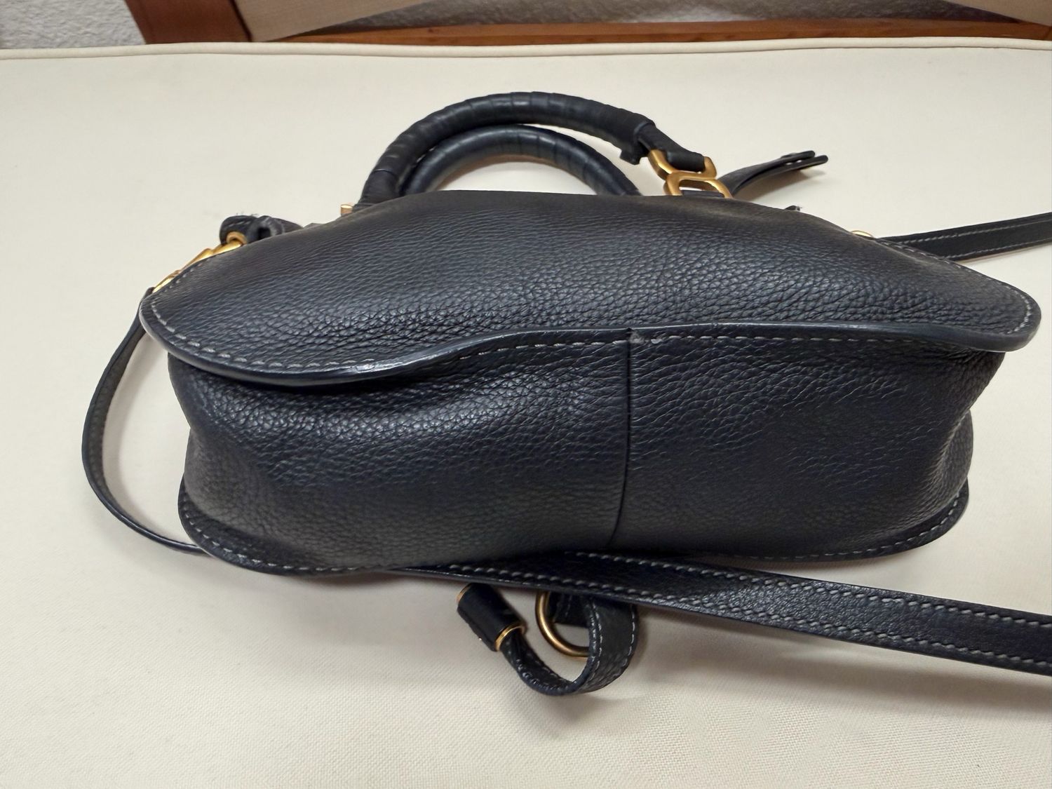 Chloe Marcie Pebbled Leather Double Carry Mini in Black