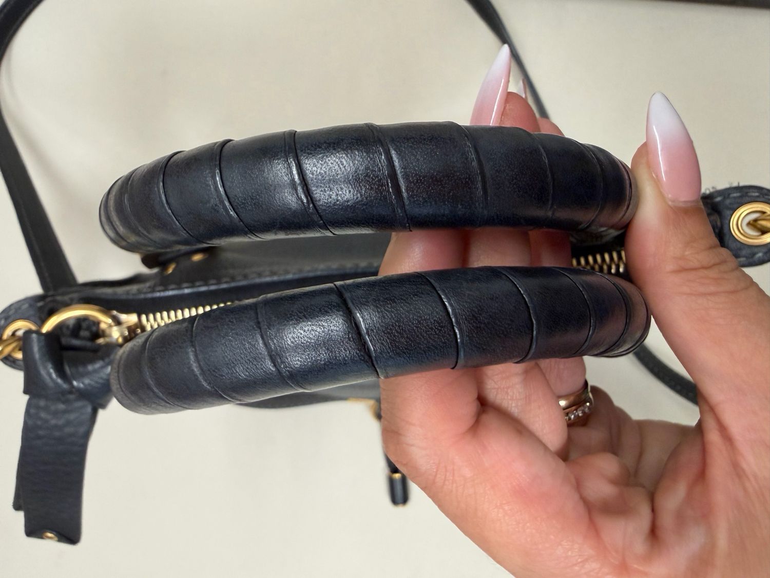 Chloe Marcie Pebbled Leather Double Carry Mini in Black