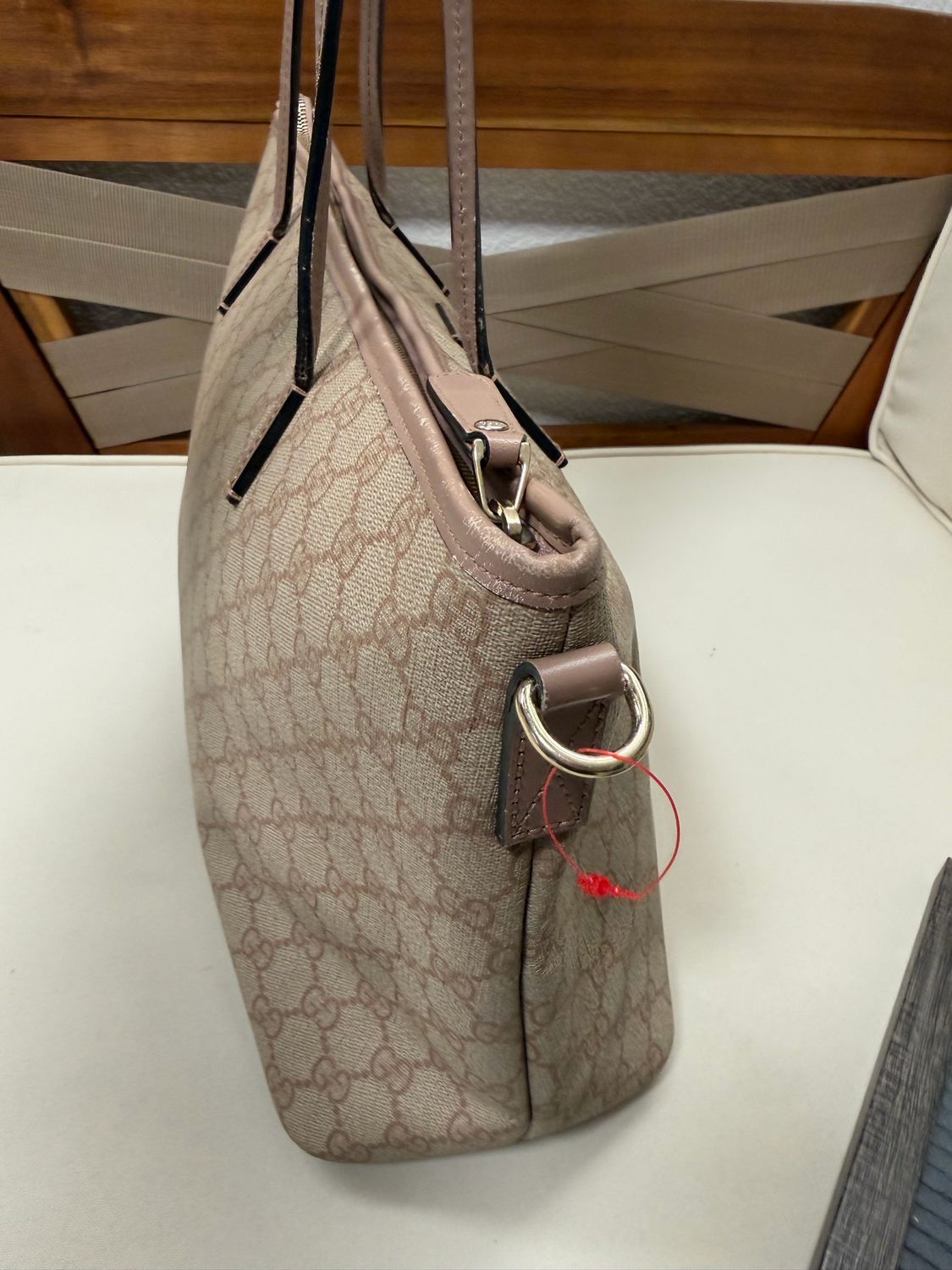 Gucci Monogram Supreme Plus Convertible Zipper Tote in Pink