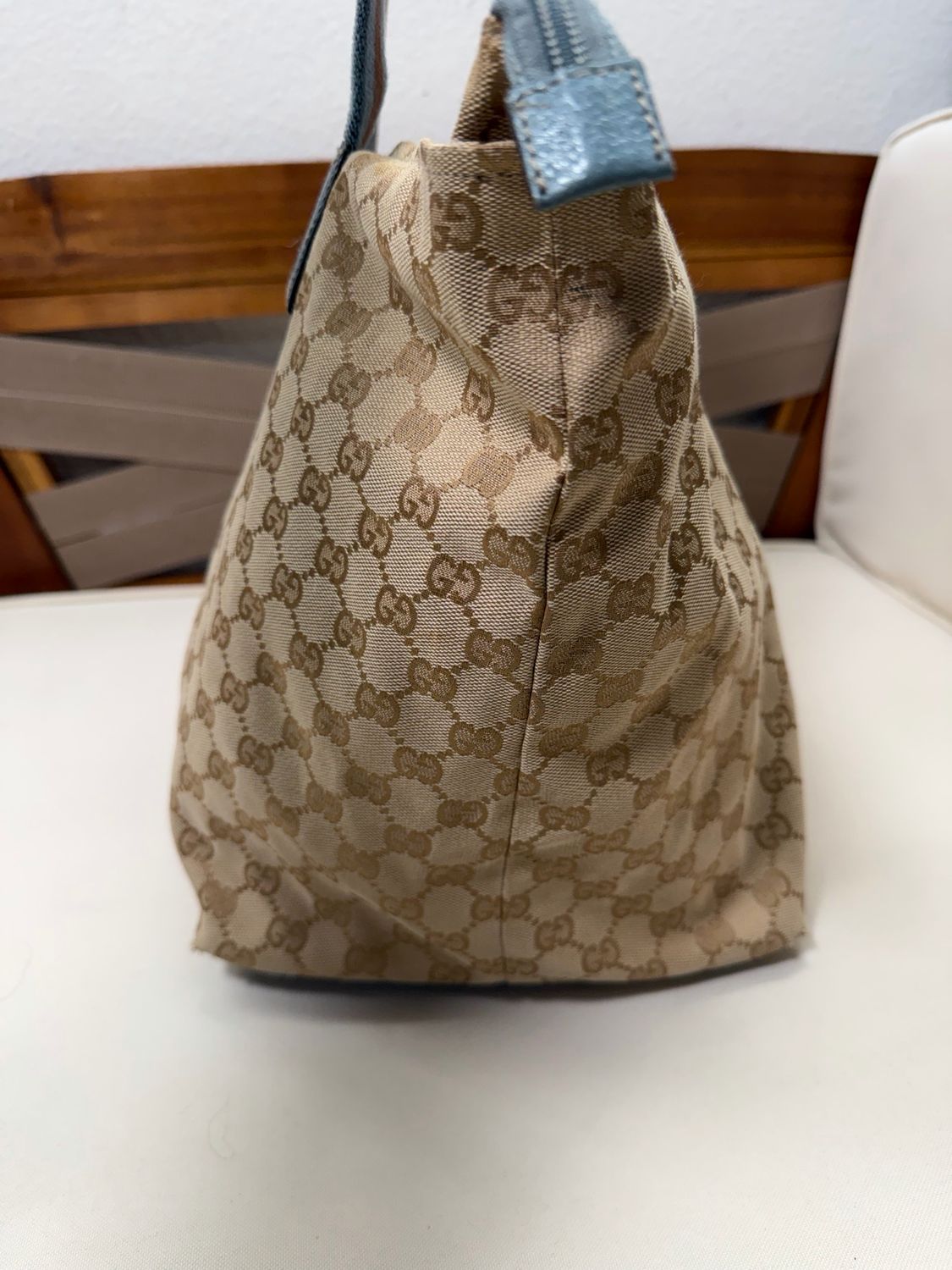 Gucci Monogram Canvas Web Strap Tote Shoulder