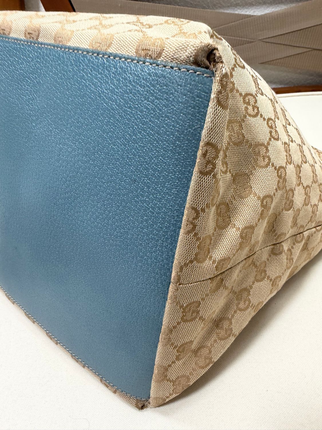 Gucci Monogram Canvas Web Strap Tote Shoulder