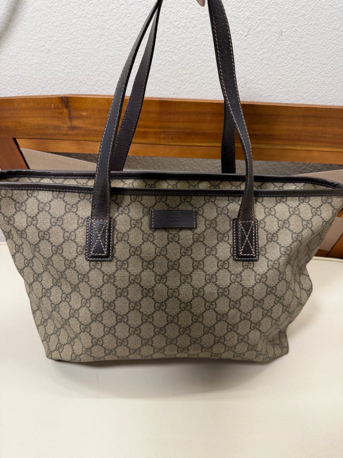 Gucci Monogram Supreme Plus Zipper Tote Shoulder