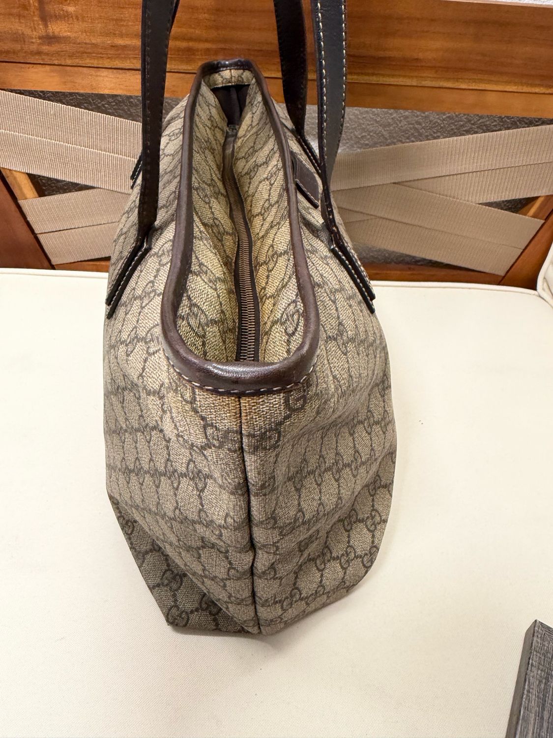 Gucci Monogram Supreme Plus Zipper Tote Shoulder