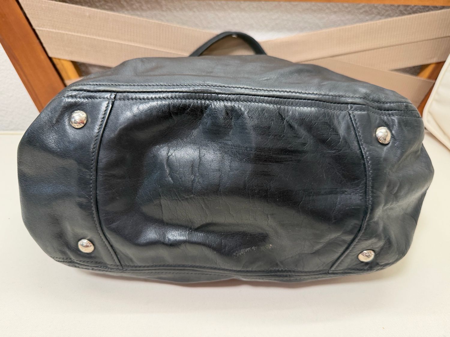 Prada Soft Leather Tote Shoulder in Black