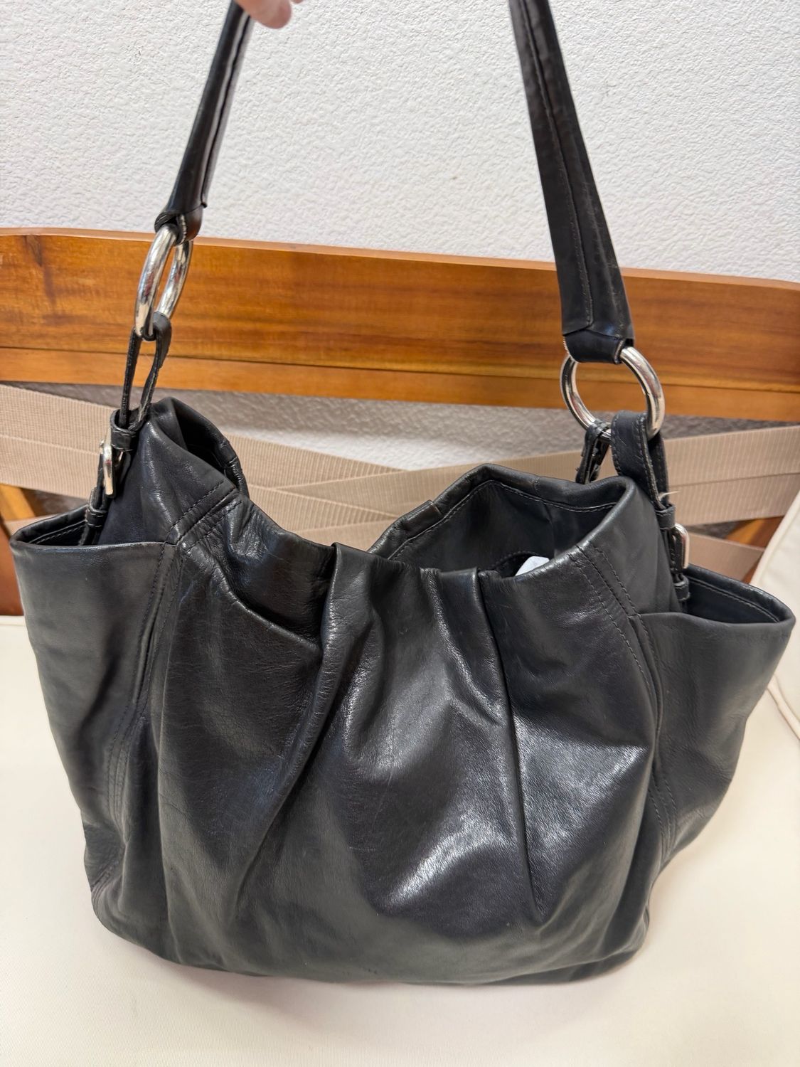 Prada Soft Leather Tote Shoulder in Black