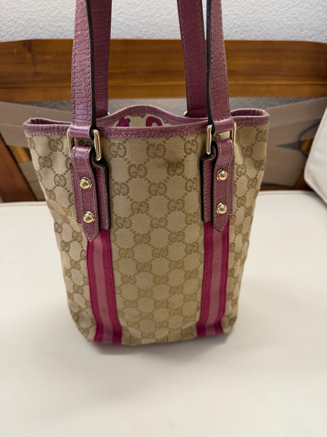 Gucci Joliceur Vertical Tote Monogram Canvas in Pink