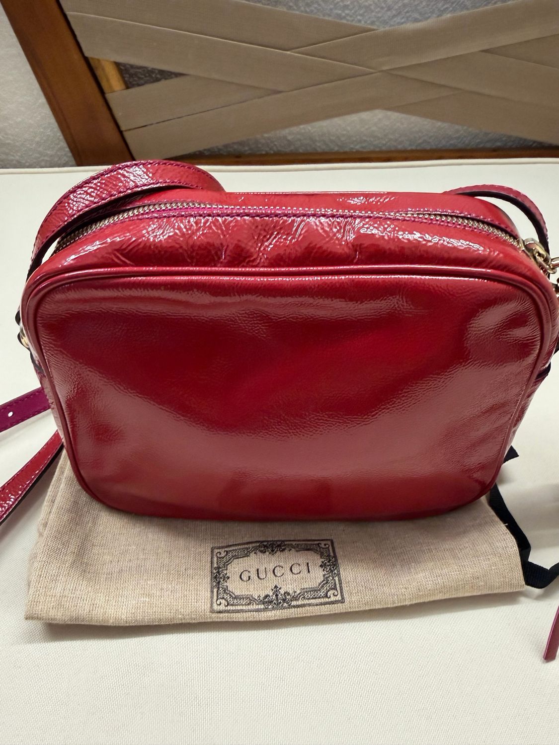 Gucci Soho Disco Patent Small Camera Bag Crossbody Messenger Sling