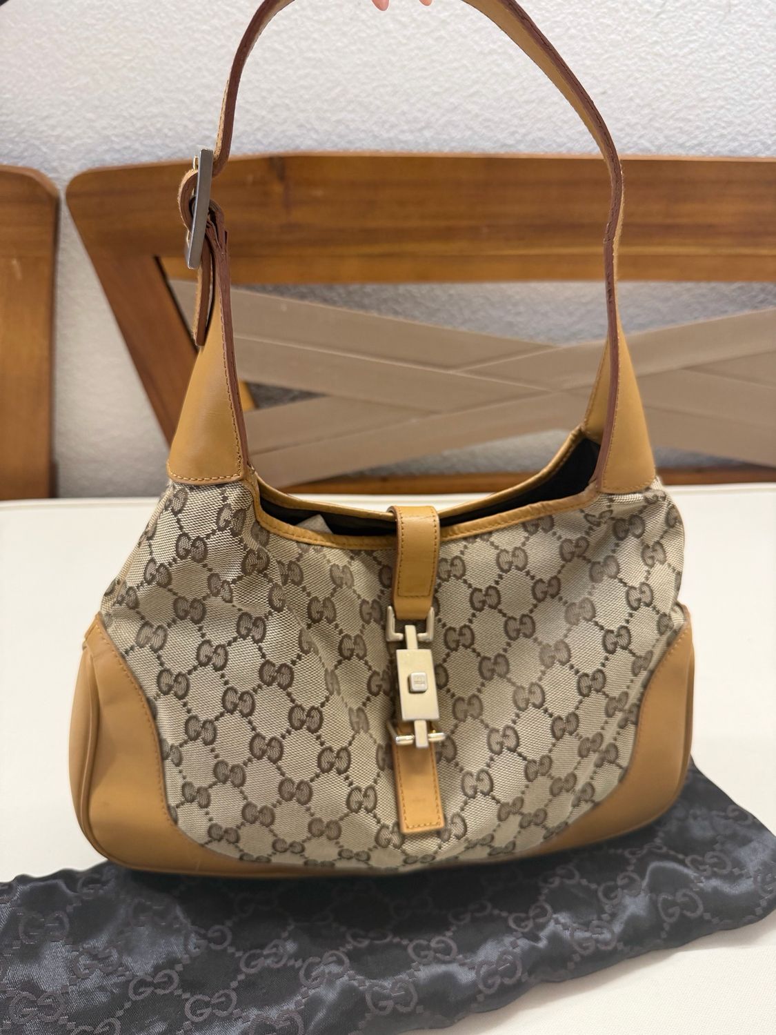 Gucci Monogram Canvas Jackie Hobo Shoulder 