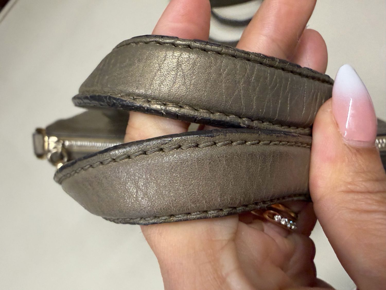 Gucci Pebbled Leather Soho Convertible Metallic Crossbody Sling