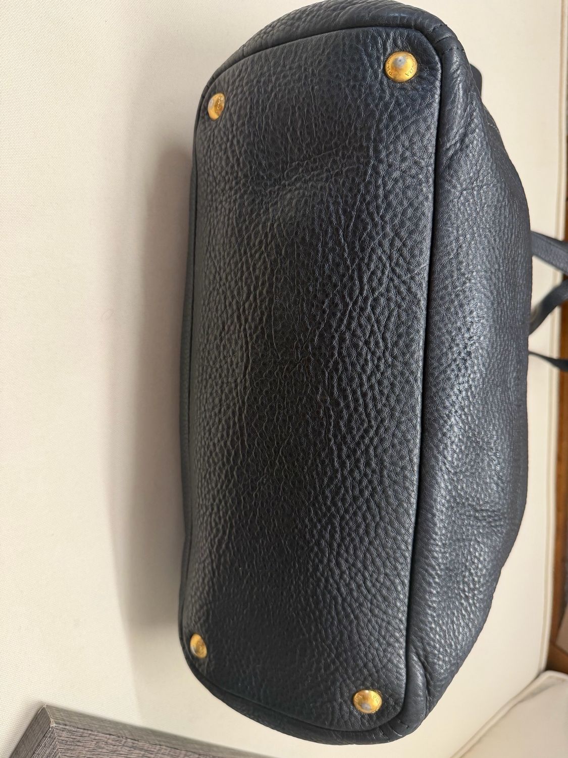 Prada Vitello Daino Shopper Tote in Black