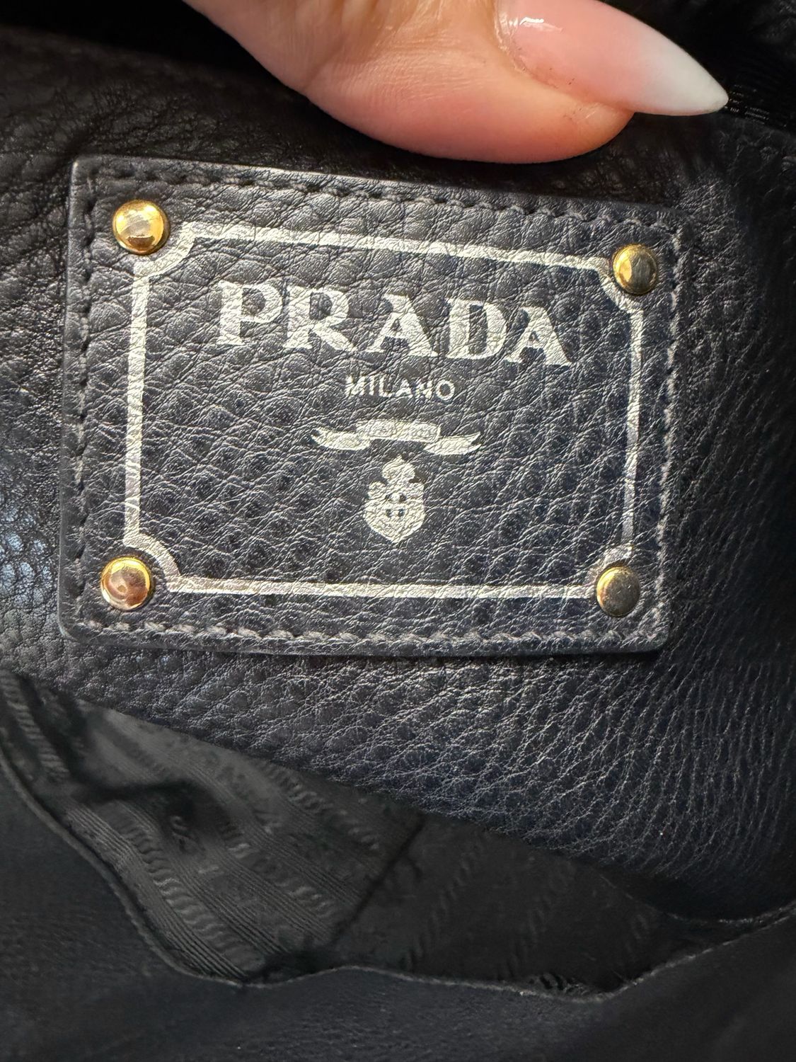 Prada Vitello Daino Shopper Tote in Black