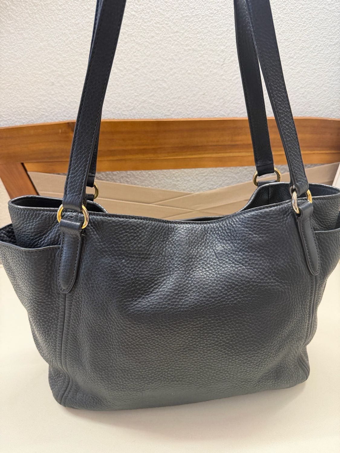 Prada Vitello Daino Shopper Tote in Black