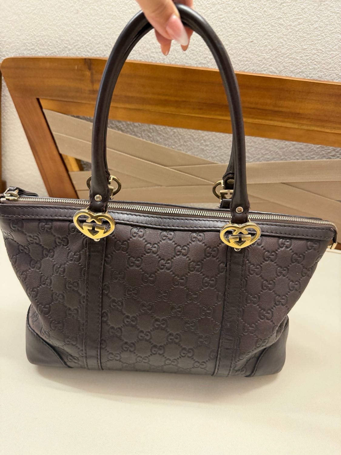Gucci Lovely Heart Interlocking Guccissima Tote 