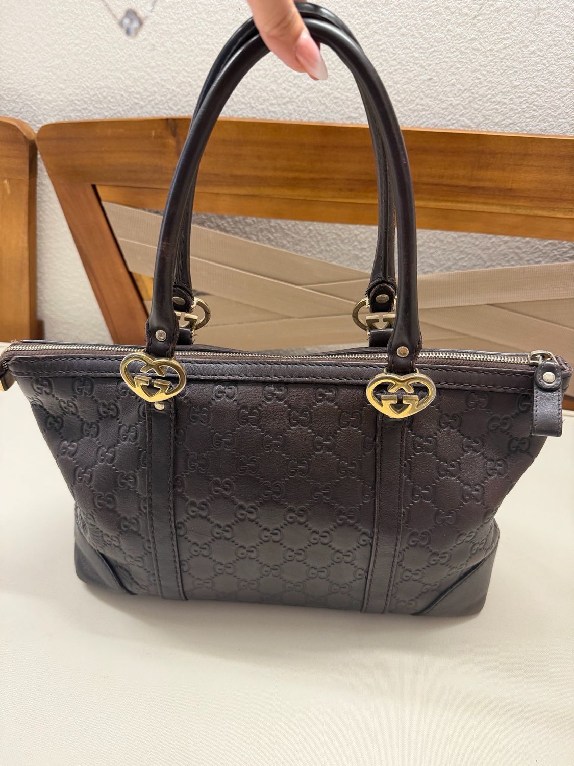 Gucci Lovely Heart Interlocking Guccissima Tote 