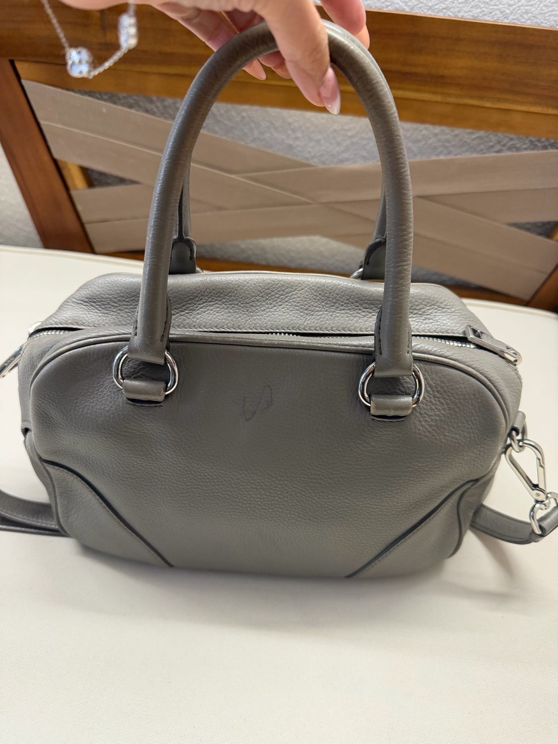 Prada Vitello Daino Argilla Boston Messenger Crossbody Pushlock