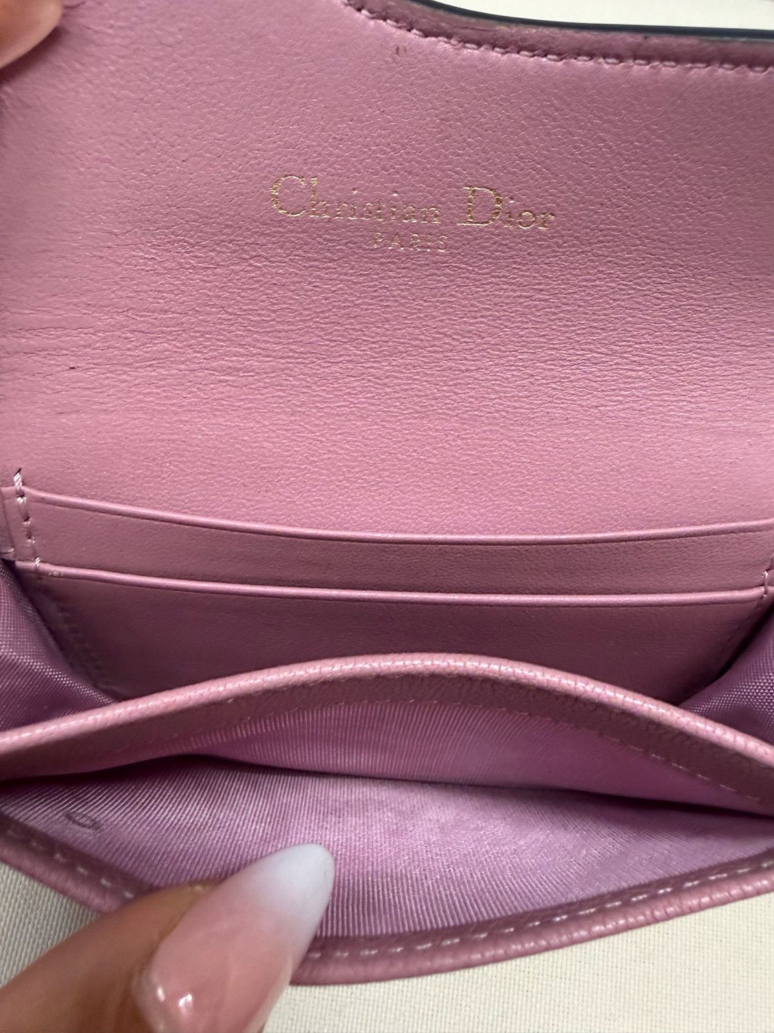 Christian Dior Pebbled Leather Card Wallet