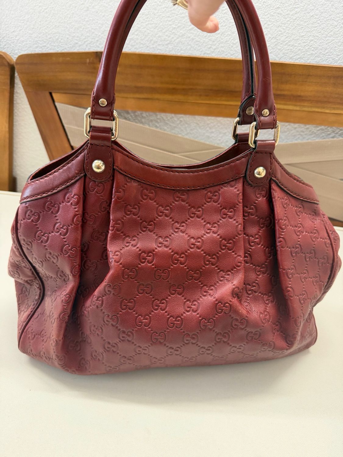 Gucci Sukey Guccissima Tote Red
