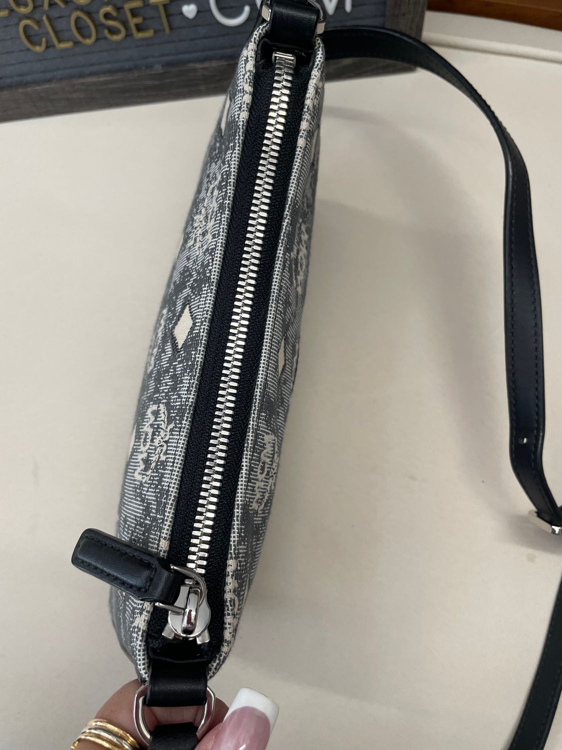 Mcm Jacquard Messenger Crossbody Sling Denim