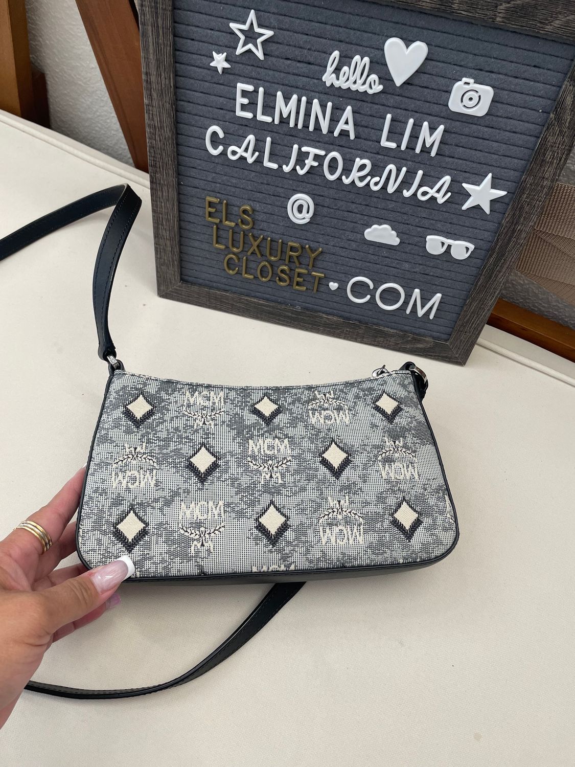 Mcm Jacquard Messenger Crossbody Sling Denim